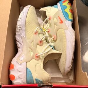 Nike React Presto in Barely Volt and Hyper Crimson